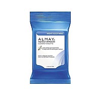 Almay Night Soothing Makeup Remover Cleansing Towelettes, Hypoallergenic, Cruelty Free, Oil Free, Fragrance Free, Ophthalmologist & Dermatologist Tested, 25 Wipes