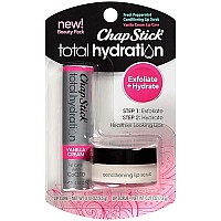 ChapStick Total Hydration Vanilla Cream Moisturizing Lip Balm and Fresh Peppermint Conditioning Lip Scrub Beauty Pack, Lip Care - 0.12 Oz Lip Balm Tube, 0.27 Oz Lip Scrub