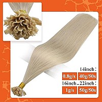 Full Shine 16 Inch U Tip Hair Extension Real Human Hair Color 60 Platinum Blonde Keratin Tip Hair Extensions 1 Gram Per Strand 50 Strands Straight Nail Tip Hair Extensions