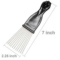 Luxxii (3 Pack) 7 Black Fist Metal Afro Pik Lift Hair Comb Detangle Wig Braid Hair Man Styling Comb (Black)