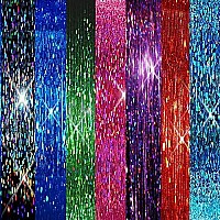 40 Hair Tinsel 250 Strands 7 ALL Sparkling Colors (Blue Flame, Blue Sea, Green Emerald, Pink Fuchsia, Purple Orchid, Red Fire, Midnight Black)