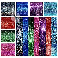 40 Hair Tinsel 250 Strands 7 ALL Sparkling Colors (Blue Flame, Blue Sea, Green Emerald, Pink Fuchsia, Purple Orchid, Red Fire, Midnight Black)