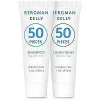 BERGMAN KELLY Travel Shampoo and Conditioner Set (1 fl oz, 100 Pieces, White Tea), Delight Your Guests with a Revitalizing and Refreshing Hotel Toiletries and Guest Hospitality in Bulk