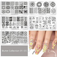 Biutee 19pcs Nail Stamp Plates set 15 plate 1Stamper 2Scraper 1storage bag Nails Art Stamping Plate Scraper Stamper Set Leaves Flowers Animal Nail plate Template Image Plate