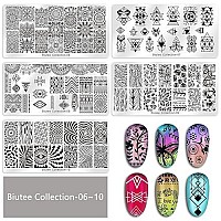 Biutee 19pcs Nail Stamp Plates set 15 plate 1Stamper 2Scraper 1storage bag Nails Art Stamping Plate Scraper Stamper Set Leaves Flowers Animal Nail plate Template Image Plate