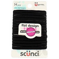 Scunci No-Damage Black Hair Ties, Flat Design All Day Hold 14-Pcs per Pack (2-Packs)