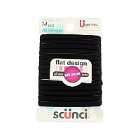 Scunci No-Damage Black Hair Ties, Flat Design All Day Hold 14-Pcs per Pack (2-Packs)