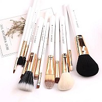 Zoreya Travel Makeup Brush Set White 12pcs Makeup Brushes Premium Synthetic Hair Professional Foundation Powder Contour Blush Cosmetic Eye Brush Sets With Holder For Mother's Day Gifts