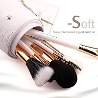 Zoreya Travel Makeup Brush Set White 12pcs Makeup Brushes Premium Synthetic Hair Professional Foundation Powder Contour Blush Cosmetic Eye Brush Sets With Holder For Mother's Day Gifts