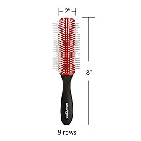 NuAngela 9 Rows Hair Brush, Easy Clean Removable Hairbrush For Styling Detangling Shaping Smoothing Blow-Drying Separating,Defining Curls For Curly Hair