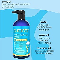 PURA D'OR Hair Thinning Therapy Biotin Shampoo and Conditioner Set, CLINICALLY TESTED Proven Results, DHT Blocker Hair Thickening Products For Women & Men, Natural Routine Shampoo, Color Safe, 16oz x2