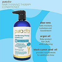 PURA D'OR Hair Thinning Therapy Biotin Shampoo and Conditioner Set, CLINICALLY TESTED Proven Results, DHT Blocker Hair Thickening Products For Women & Men, Natural Routine Shampoo, Color Safe, 16oz x2