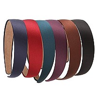 LONEEDY 6 Hard Headbands, 1 Inch Wide Non-slip Ribbon Hairband for Women (6 PCS Deep Color)