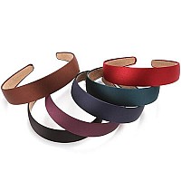 LONEEDY 6 Hard Headbands, 1 Inch Wide Non-slip Ribbon Hairband for Women (6 PCS Deep Color)