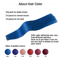 Tape in Hair Extensions Blue 100% Remy Human Hair Extensions Silky Straight for Fashion Women 20 Pcs/Package(18Inch Blue 40g)