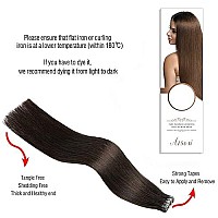 Tape in Hair Extensions Real Human Hair Dark Brown 100% Remy Human Hair Extensions Silky Straight for Fashion Women 20 Pcs/Package(16Inch 2 30g)