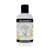 Legend's Creek Farm Lotion, Premium Goat Milk Lotion, Body, Hand & Face, Deeply Moisturizing, Shea Butter, Sunflower Oil & Aloe, No Harsh Chemicals, Handmade in USA, 9 Oz (Unscented L.)