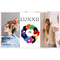 LUXXII (12 Pack) 4 Fancy Soft Cotton Colorful Scrunchies Ponytail Holder Elastic Hair Bands (Plain Color)