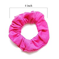 LUXXII (12 Pack) 4 Fancy Soft Cotton Colorful Scrunchies Ponytail Holder Elastic Hair Bands (Plain Color)