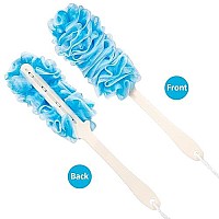 Arswin Lufa Back Scrubber for Shower, Anti-Slip Long Handle Bath Sponge Shower Brush, Soft Nylon Mesh Back Cleaner Washer, Loofah on a Stick Body Brush for Women&Men (Blue)