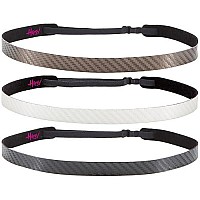 Hipsy Women's Adjustable NO Slip Skinny Tech Sport Headband Multi Packs (Black/White/Brown 3pk)