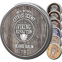 Viking Revolution Beard Balm - All Natural Grooming Treatment with Argan Oil & Mango Butter - Strengthens & Softens Beards & Mustaches - Citrus Scent Leave in Conditioner Wax for Men - 1 Pack