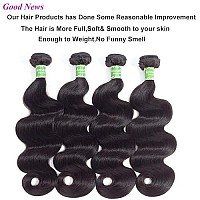 ANNELBEL Brazilian Hair 4 Bundles Body Wave 8A Virgin Unprocessed Human Hair Bundles Remy Human Hair Extensions Weave - Wavy Hair, Double Weft, Natural Black, (10, 50g)/Bundle