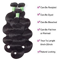 ANNELBEL Brazilian Hair 4 Bundles Body Wave 8A Virgin Unprocessed Human Hair Bundles Remy Human Hair Extensions Weave - Wavy Hair, Double Weft, Natural Black, (10, 50g)/Bundle