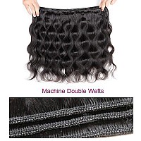 ANNELBEL Brazilian Hair 4 Bundles Body Wave 8A Virgin Unprocessed Human Hair Bundles Remy Human Hair Extensions Weave - Wavy Hair, Double Weft, Natural Black, (10, 50g)/Bundle