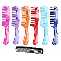 LUXXII - (6 Pack) 8 Colorful Styling Essentials Round Handle Comb and (1 Pack) 5 Favorict Pocket Comb (A)