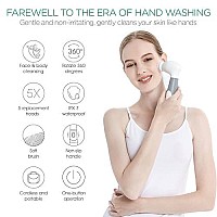 VOYOR Facial Cleansing Brush Waterproof Spin Face Brush 5-in-1 Body Cleansing Brush Set for Deep Skin Cleansing, Gentle Exfoliating, Blackhead Removal FB100