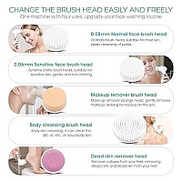 VOYOR Facial Cleansing Brush Waterproof Spin Face Brush 5-in-1 Body Cleansing Brush Set for Deep Skin Cleansing, Gentle Exfoliating, Blackhead Removal FB100