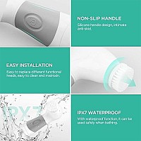 VOYOR Facial Cleansing Brush Waterproof Spin Face Brush 5-in-1 Body Cleansing Brush Set for Deep Skin Cleansing, Gentle Exfoliating, Blackhead Removal FB100