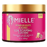 Mielle Organics Pomegranate & Honey Sculpting Custard, Natural Styling Cream Plus Moisture, For Curl, Wave, & Coil Definition for Natural or Relaxed Type 4 Hair, 12-Fluid Ounces