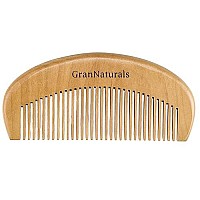 GranNaturals Wooden Comb for Detangling & Styling Wet or Dry Curly, Thin, Thick, Wavy, or Straight Hair - Small Pocket Sized Fine Tooth Natural Wood Comb for Women