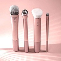 Real Techniques Prep and Prime Makeup Brush Set, Ideal for Exfoliating & Applying Primers, Moisturizers, and Serums, Skincare Tools, Synthetic Bristles, Set of 4