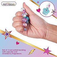 Hot Focus Scented Nail Boutique - 168 Piece Unicorn Nail Art Kit Includes Press on Nails, Nail Patches, Nail Stickers, Nail Polishes, Nail File and Ring - Non-Toxic Water Based Peel Off Nail Polish