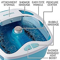 HoMedics Shower Bliss Foot Spa, Shower Massage Water Jets, Pedicure Center with 3 Attachments, Toe-Touch Control, FB-625H