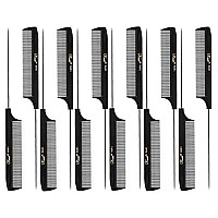 Krest 8 1/2 Weaving Foiling Fine Rattail Comb (12 Pack) 12 x SB-K4641-BLK