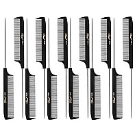 Krest 8 1/2 Weaving Foiling Fine Rattail Comb (12 Pack) 12 x SB-K4641-BLK