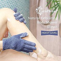 Evridwear Exfoliating Dual Texture Bath Gloves for Shower, Spa, Massage and Body Scrubs, Dead Skin Cell Remover, Gloves with Hanging Loop (1 Pair Heavy Glove)