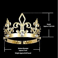 DcZeRong King Crown Costume Round Metal Crystal Tiara Adult Male Standard Size Crowns Men Birthday Prom Homecoming King Crowns Gold Cake Topper Bridal Wedding Cosplay King Crown Tiara