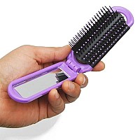 Luxxii (3 Pack) Mini Folding Mirror Pretty Detangler Hair Brush Detangling Comb for Adults & Kids