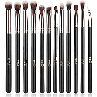 MSQ Eye Makeup Brushes 12pcs Eyeshadow Brushes Rose Gold Makeup Brushes Set with Soft Synthetic Hairs & Real Wood Handle for Eyeshadow, Blending, Eyebrow, Eyeliner (Rose Gold)