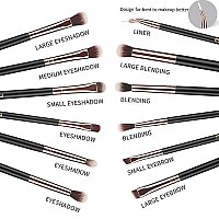 MSQ Eye Makeup Brushes 12pcs Eyeshadow Brushes Rose Gold Makeup Brushes Set with Soft Synthetic Hairs & Real Wood Handle for Eyeshadow, Blending, Eyebrow, Eyeliner (Rose Gold)