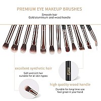 MSQ Eye Makeup Brushes 12pcs Eyeshadow Brushes Rose Gold Makeup Brushes Set with Soft Synthetic Hairs & Real Wood Handle for Eyeshadow, Blending, Eyebrow, Eyeliner (Rose Gold)