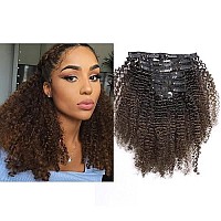 Lacer Hair Curly Clip in Real Remy Human Hair Extensions Afro Kinky Curly Clip ins 4B 4C Natural Black Hair Extensions with 17 Clips 120G Full Head,10 inch,T1B/4 AC