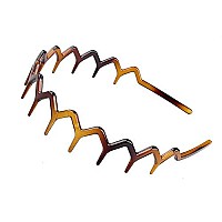 Set of 2 Zig Zag Black Plastic Sharks Tooth Hair Comb Headband (1 Black Color+1 brown)