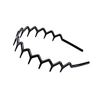 Set of 2 Zig Zag Black Plastic Sharks Tooth Hair Comb Headband (1 Black Color+1 brown)