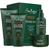 Shea Moisture Beard Kit for Men, Beard Wash, Beard Balm, Beard Oil, Beard Conditioner, Complete Beard Grooming Kit, Gifts for Men, Gifts for Husband, Natural Ingredients, Shea Butter & Maracuja Oil